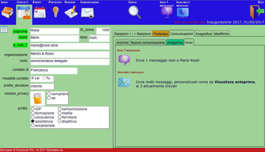 Bizmaker ® Sixoclock: invia messaggi email professionali, personalizzati, con 1 click.