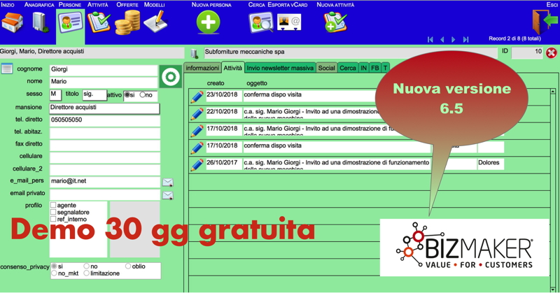 Scopri di più sull'articolo È arrivato Bizmaker® CRM 6.5