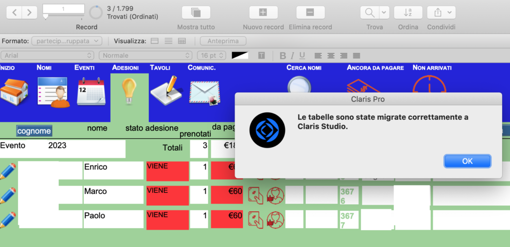 Sincronizzazione dati in FileMaker